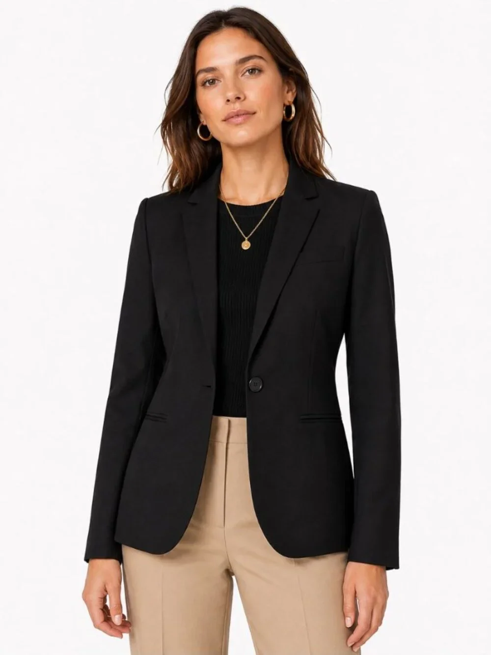 J.Crew Women's 100% Wool Super 120's Black Blazer 1-Button Career Size 2 Tall